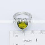 Fashion Wedding Silver Jewelry 18k White Gold Plated Heart Shaped Green cz Gemstone Ring for Women Girls Men thumbnail-5