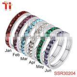 6 Pieces Birthstone Set Crystal Stainless Stell Bracelet With Rings thumbnail-3