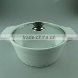 White Ceramic Tureen/cookware With Glass Lid in Stock thumbnail-1