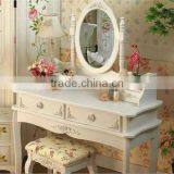 Hand Painted Apartment Bedroom Dressers Modern White Color Dresser With Stool Princess Makeup Table K/D Dresser Package 90*38*1 thumbnail-1