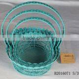 Set of Three Metal Wire Storage Basket With Handle thumbnail-2