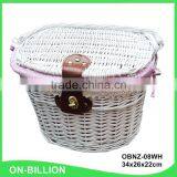 White Wicker Weaving Removable Bicycle Front Rack Basket thumbnail-1