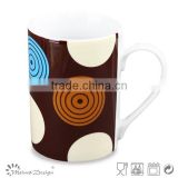9oz porcelain china mug with black stripe and dots decal