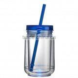 16OZ Mason Jar Cup Blank Clear Double Wall Insulated Tumbler Travel Mug Straw thumbnail-4