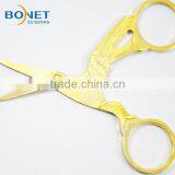 SEM0001G CE Certificated 3-5/8" Professional Fully S/S Mini Thread Stork Gold Plated Scissors thumbnail-3