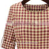 2016 Spring Red and Blue Tantan Print Women Plaid Flannel Shirt Dresses thumbnail-4