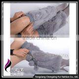 CX-A-14A China Wholesale Ladies Stylish Boot Cuffs Winter Genuine Rabbit Fur Leg Warmer With Balls thumbnail-2