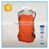 Sexy Women Orange Spaghetti Strap Embroidery Lace Trim Tank Top thumbnail-1