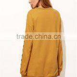 Custom Design Women Letter Embroidered Drop Shoulder Slit Sweatshirt Dress Pullover Split Sides Hoodies thumbnail-2