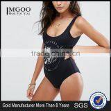 2017 Sexy Women One Piece Bodysuit Polyester Spandex Billabong Tiger Low Back Girls Swimsuit Black Color thumbnail-1