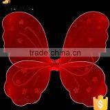 Fancy Girls Party Decorations Kids Butterfly Fairy Wing Red Nylon Butterfly Wings Sets thumbnail-2