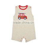 Sleeveless Baby Summer Romper Little Car Applique Infant Baby Onesie Romper thumbnail-1