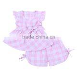 2017 Children Clothes Gingham Outfits Baby Seersucker Outfits Little Girl Christmas Clothes thumbnail-4