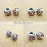 1138132 Beading Jewelry Making Bulk Bulk Bead Drum Antique Vintage Imitation Old Rhinestone Zinc Alloy Silver Beads thumbnail-1