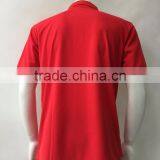 Hot Sale Mens Red Plain Polyester 3 Buttons Closure Pique Short Sleeve Polo Shirt thumbnail-2