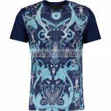Mens Navy Short Sleevel O-Neck Full Patterned T-Shirt Wholesale thumbnail-1