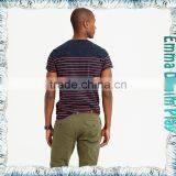 Man's Fashion Striped Design Chest Pocket O-Neck T Shirts thumbnail-2