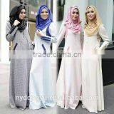 Grey Check Casual Sunshine Hemp Muslim Dress/ Muslim Islamic Fashionable Abaya Kaftan Dresses/fancy dl Islamic Muslim Dress thumbnail-3