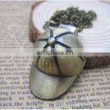 Hot Sale Stripe Hat Cap Design Pocket & Watches Bronze Antique Pocket Watch Vintage Retro Quartz Watch for Women Men Kids thumbnail-2