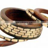 Vintage Design Wood Brass Inlay Bangles Set thumbnail-1