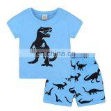 Baby Boys and Girls Dinosaur Print Outfits Children Stripe Top+shorts 2pcs Summer Body Suit Kids Clothing Sets thumbnail-1