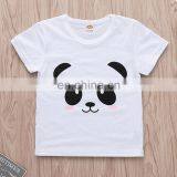 2019 Summer Girls Cotton Panda Print Top Tshirt & Black White Striped pp Skirt 2pc Set thumbnail-3