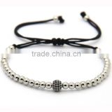 HTB097 China popular custom metal bracelets silver beads bracelet