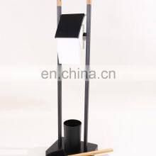 Bamboo Standing Black Bathroom Toilet Brush Holder thumbnail-5
