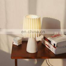 Nordic Desk Lamps Lamparas Luces Vintage Gilr Lamp Milkshake Glass Base Pleated Small Night Light Bedside Lamps thumbnail-3