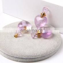 Natural Jade Natural Amethyst Perfume Essential Oil Bottles Rose Quartz Crystal Perfume Bottle Pendant Necklace thumbnail-2