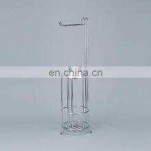 Free Standing Toilet Paper Holder Spare Roll Bathroom Storage Toilet Paper Stand Steel Chrome thumbnail-2