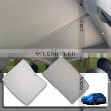 Two Parts UV Rays Protection Sunshade For Tesla Model Y 4PCS Roof Sunshade Curtain Material Buckle Mesh OEM Customized thumbnail-1