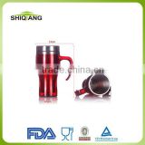 High quality bpa free 450ml double wall stainless steel promotional souvenir mug paper insert with lid and handle