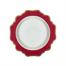 Factory Customized Red Gold Ceramic Dinnerware Plate Set With Sun Flower Design thumbnail-4
