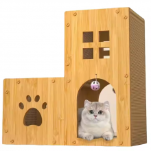 MEOW LOVE New Pet Toys Corrugated Paper Material Wear Resistant Cat Scratch Board Double Storey Cat House Pet Products thumbnail-4
