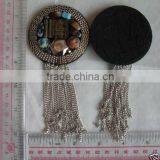 HAND MADE ACRYLIC STONE/PLASTIC BEADS/METAL TRIM PATCH Acrylic Stone & Metal Sew on Patch Beaded Applique thumbnail-1