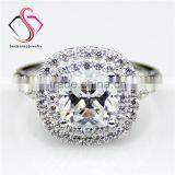 Cushion Brilliant Cut Moissanite 2 Carat 7.5mm Center 14k White Gold Diamond Wedding Engagement Ring thumbnail-1