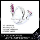 Jewelry Mood Rings With Ruby Stones Long Ring for Girls Fashion Finger Rings Silver 925 thumbnail-3