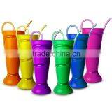 Plastic Soda Fountain Milkshake Cup With Krazy Straw PET Plastic Straw Cup thumbnail-3