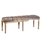 French European Style Fabric Stool Antique Bed End Ottoman thumbnail-2