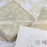 Velvet Wedding Invitation Box Ivory Pearls Hand Embroidery thumbnail-2