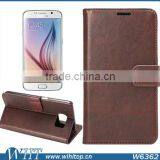 Retro Leather Flip Wallet Case for Galaxy S6,Crazy Horse Pattern for S6 Protective Case thumbnail-5