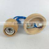 Edison Bulb Lamp Socket Wood Battery Powered Pendant Lights With Colorful Braided Wire thumbnail-5