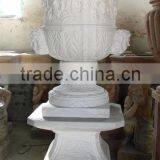 Stone Plant White Marble Hand Carved Sculpture for Home Garden No 44