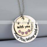 Double Hearts Round Heavy Silver Heart Puzzle Necklace thumbnail-3