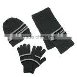 Mens Knit Hat Gloves and Scarf Winter Set