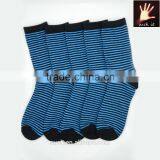 OEM High Quality Men's Blue & Black Striped Casual Dress Cotton Socks