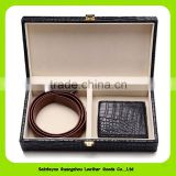 16021 High quality real Leather wallet belt gift set