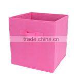 Pink Foldable Fabric Basket Bin, Collapsible Storage Cube For Nursery Home and Office