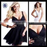 C0025 Short Sexy Cocktail Dress Patterns Rhinestone Beads Mini Backless Cocktail Dress thumbnail-1